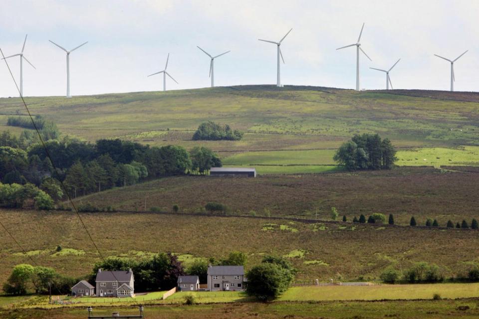 A wind farm near Ballyclare in Co Antrim (Paul Faith/PA) (PA Archive)