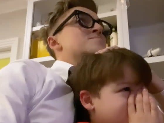 Tom Fletcher shared a video of him and his son, Buzz, watching Giovanna Fletcher compete on I’m a Celebrity (Tom Fletcher/Instagram)