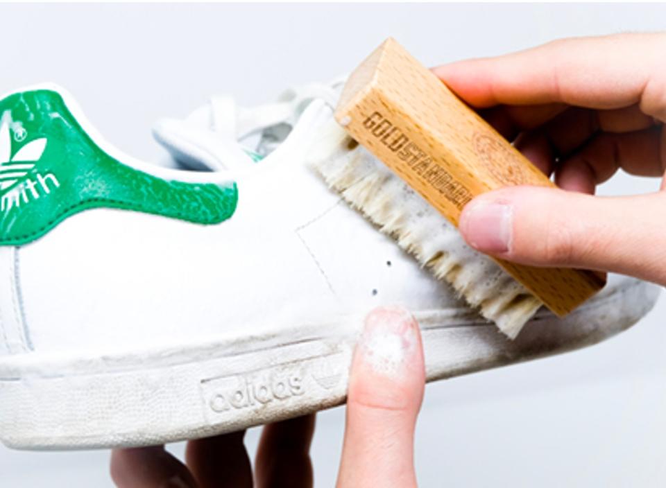 Freshen up your sneakers with a water-based cleaner and hog hair brush. (Source: Amazon)