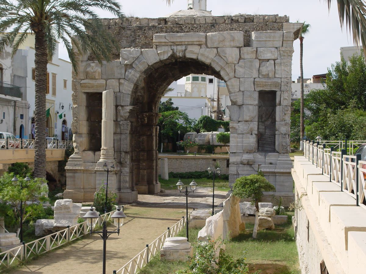 The Roman emperor Marcus Aurelius' triumphal arch in Tripoli dates from around 165.