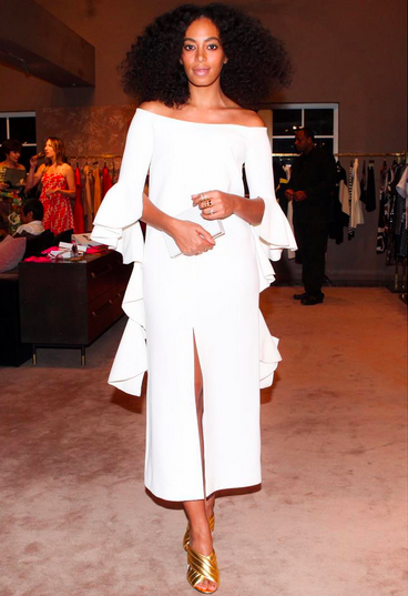 Solange looked like a goddess in an all-white look at the Cheryl Dunn: Festivals Are Good event on Dec. 3, 2015.