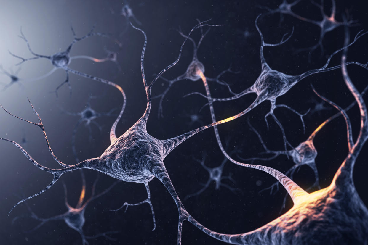 system of neurons with glowing connections