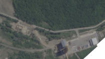 This satellite image from Planet Labs PBC shows shows activity at a launch pad at the Sohae Satellite Launching Station near Tongchang-ri, North Korea, Wednesday, May 31, 2023. North Korea's attempt to put the country's first spy satellite into space failed Wednesday in a setback to leader Kim Jong Un's push to boost his military capabilities as tensions with the United States and South Korea rise. The white part of this image is an area that wasn't captured by the passing Planet Labs PBC satellite. (Planet Labs PBC via AP)