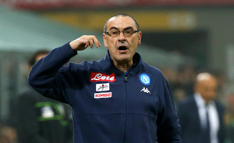 Maurizio Sarri, entrenador del Nápoles. Foto: REUTERS/Ciro De Luca