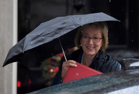 Britain's Leader of the House of Commons Andrea Leadsom leaves 10 Downing Street in London, December 11, 2017. REUTERS/Toby Melville