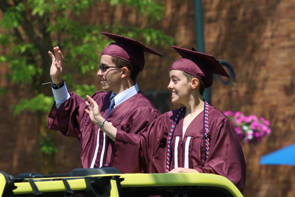 Charlevoix's Class of 2023 celebrate in a parade last year prior to their commencement ceremony.