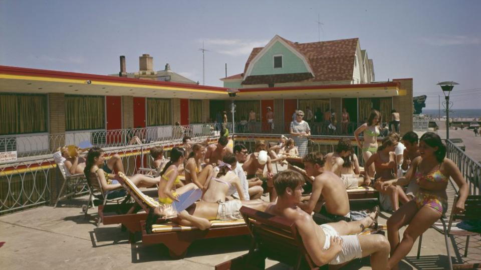 sunbathing at the tropicana motel