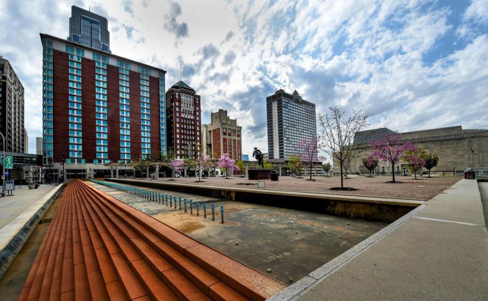 Long-term plans call for a new parking structure and park at Barney Allis Plaza.