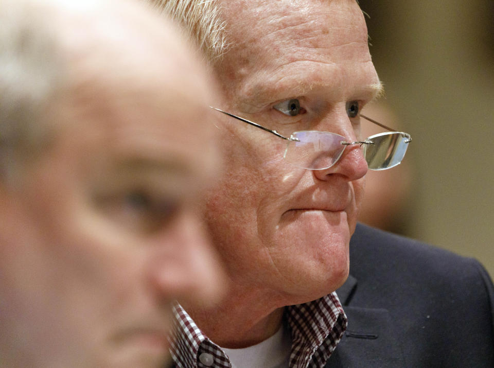 Alex Murdaugh listens during opening statements in his double murder trial at the Colleton County Courthouse in Walterboro, S.C, Wednesday, Jan. 25, 2023. (Grace Beahm Alford/The State via AP)