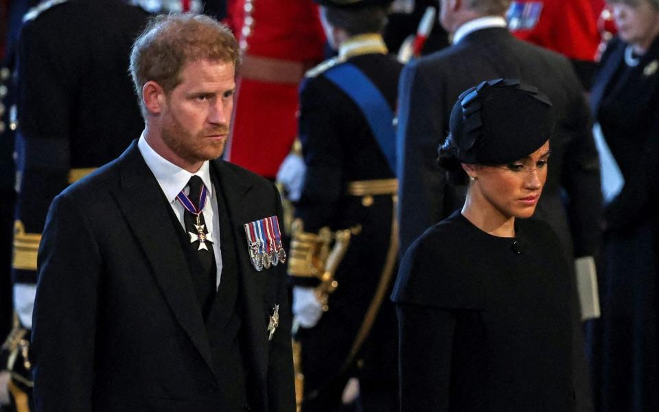 The Duke and Duchess of Sussex stayed longer in the UK than originally planned, following Queen Elizabeth II's death - Alkis Konstantinidis/AFP via Getty Images