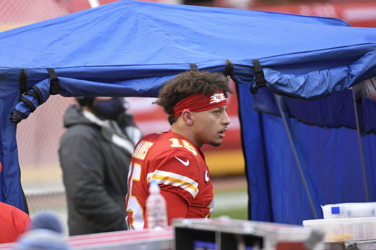 Patrick Mahomes says he has recovered from the concussion he suffered Sunday against the Browns. His injured toe has improved also, he said Friday. (AP Photo/Reed Hoffmann)