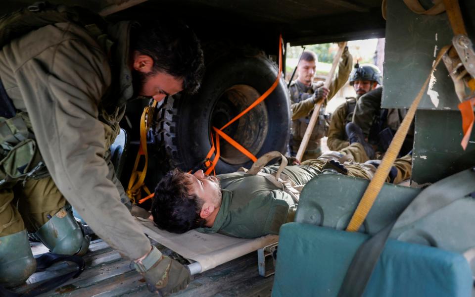 Israeli soldiers take part in military rescue exercise in Upper Galilee near the Lebanon border