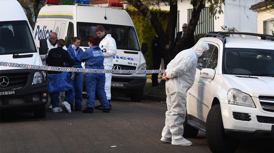 The Lalor Park home remained cordoned off on Monday as the investigation continued. Source: AAP