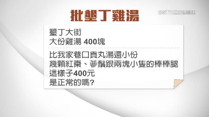 民眾實際拿到大份雞湯後感到疑惑，「是正常的嗎？」