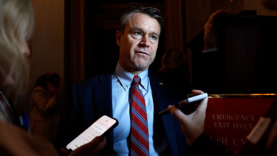 Sen. Todd Young speaks to reporters before a Republican Senate policy luncheon at the US Capitol Building on September 19, 2023 in Washington, DC. - Anna Moneymaker/Getty Images