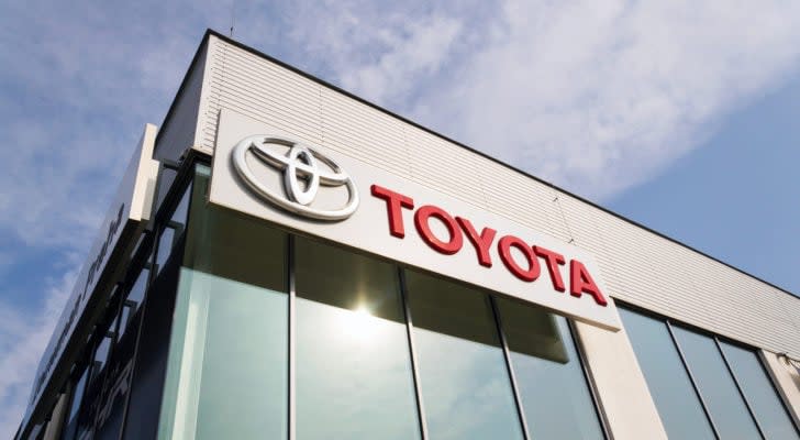 The facade of a Toyota dealership