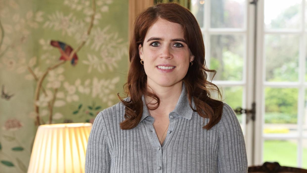 Princess Eugenie in a grey jumper