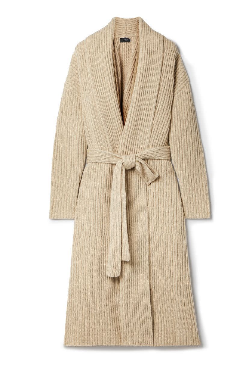 21) Belted Ribbed Wool Cardigan