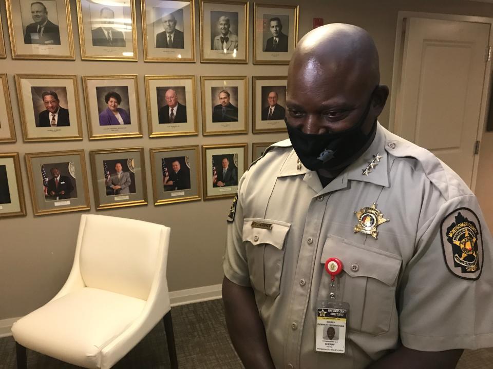 Montgomery County Sheriff Derrick Cunningham talks about his department's budget Tuesday after meeting with the Montgomery County Commission.