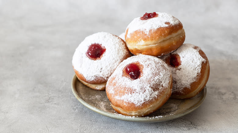 plate of jelly donuts