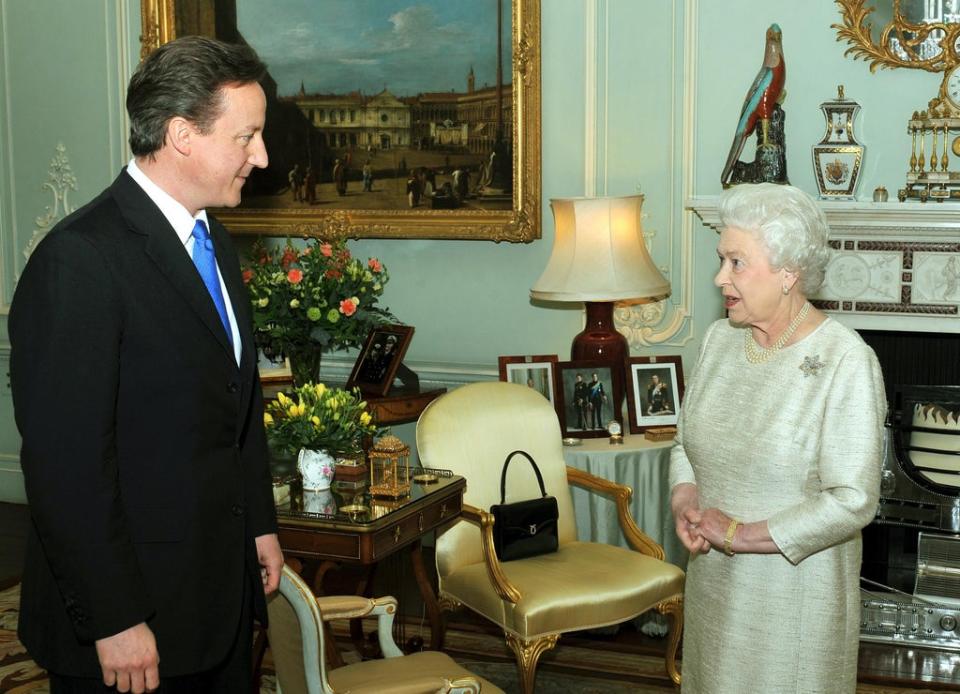 The Queen Elizabeth greets David Cameron at Buckingham Palace (John Stillwell/PA) (PA Archive)