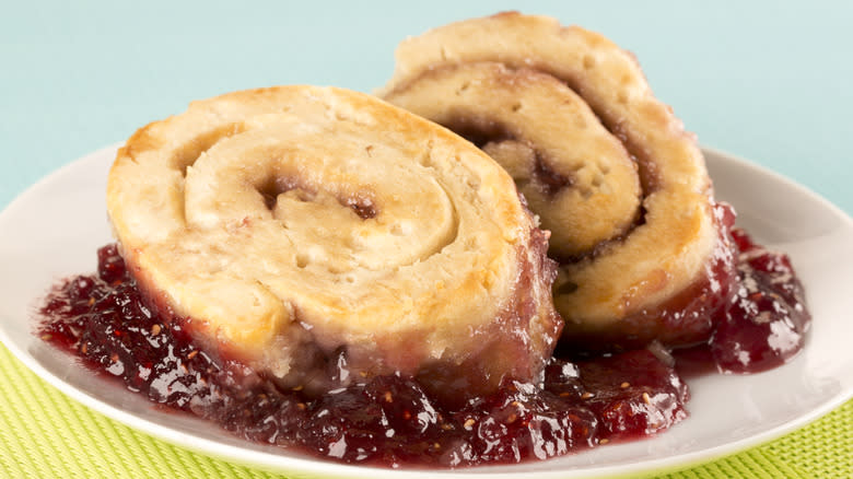 slices of jam roly poly