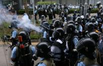 Protesters demonstrate against a proposed extradition bill in Hong Kong