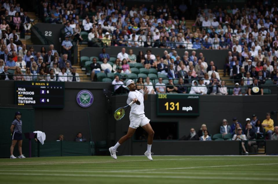 Nick Kyrgios on his way to victory (Steven Paston/PA) (PA Wire)