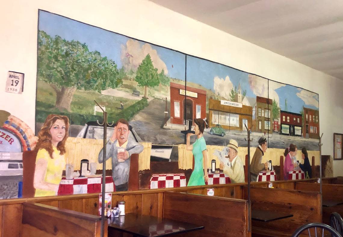 The 1950s mural at Montgomery Street Cafe, which opened in 1949.