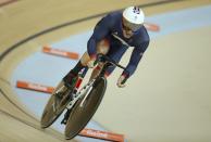 <p>Jason Kenny (GBR) of Britain competes. (Reuters) </p>