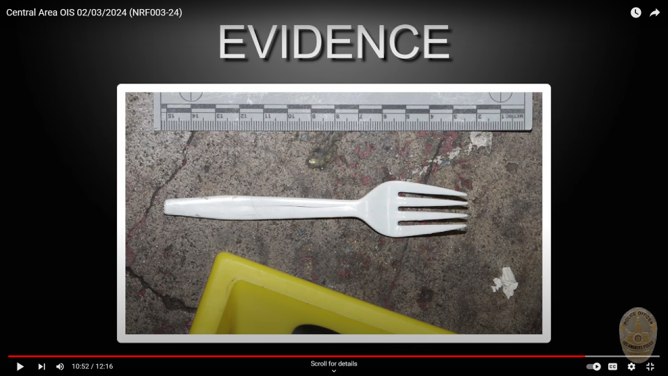 Police determined that the white object Jason Maccani was holding in his hand during the incident was a plastic fork.