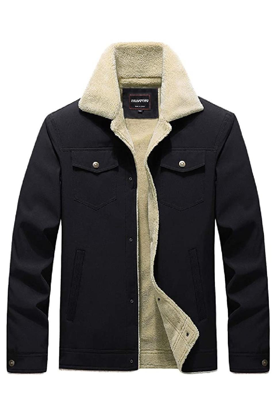 7) Casual Sherpa Fleece-Lined Jacket