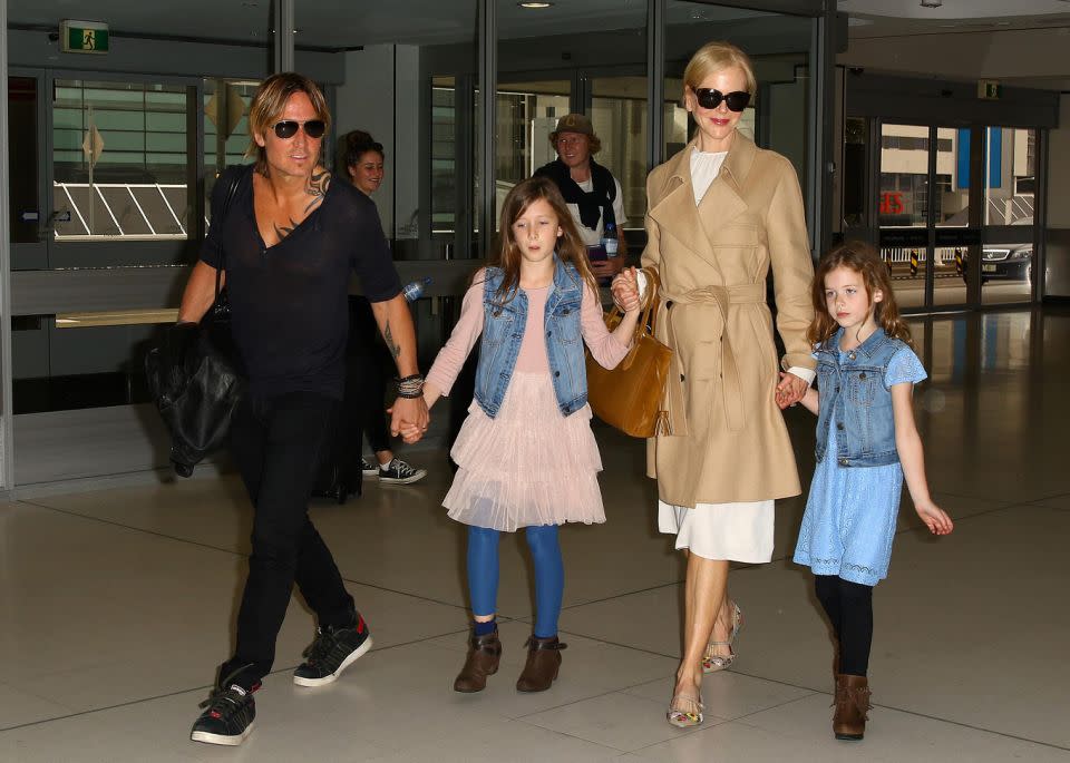 The family, pictured arriving into Sydney a few years ago, live together in Nashville. Source: Getty