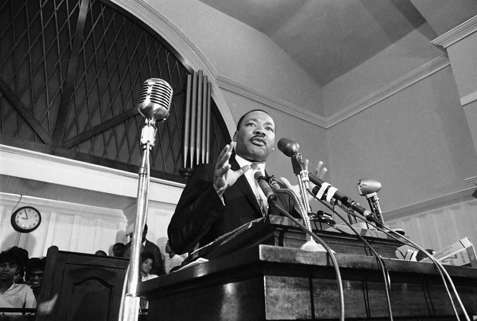 Martin Luther King speaks in Atlanta in 1960.