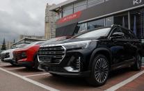 A view shows cars produced by Chinese automaker Jetour at a dealership in Lyubertsy