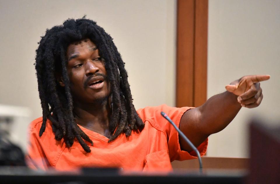 Witness Charron Martin identifies Sean Thomas in the courtroom during his testimony Monday, Sept. 12, 2022. Co-defendants, Sean Thomas and Davion Lee, are on trial in connection to 2019 murder of Christopher Ramos in Sarasota. 