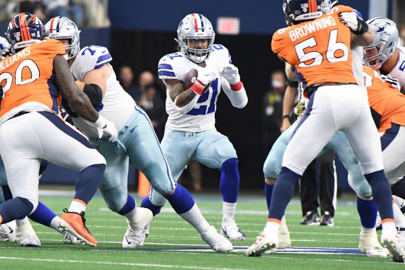 The Dallas Cowboys released running back Ezekiel Elliott last off-season. File Photo by Ian Halperin/UPI