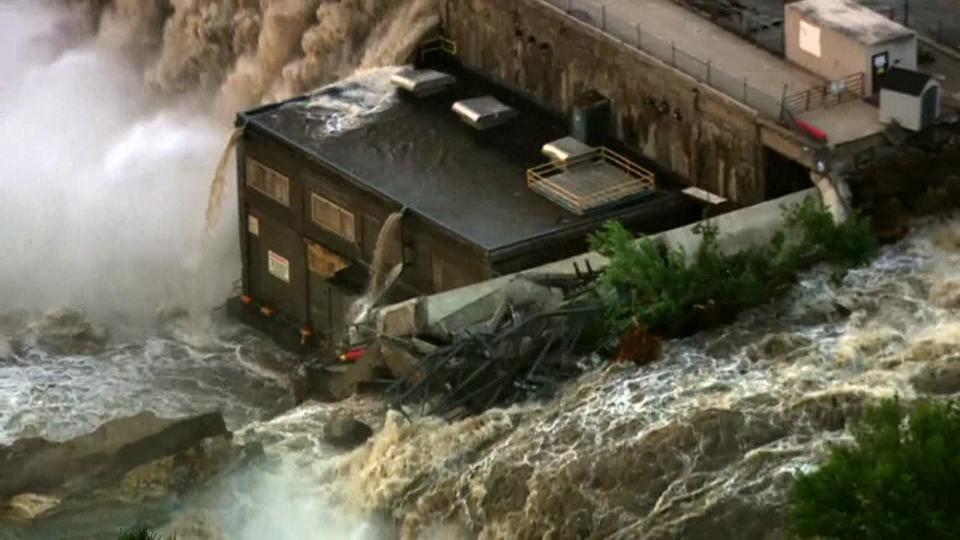 Aerial footage taken Tuesday morning of Rapidan Dam.   / Credit: WCCO