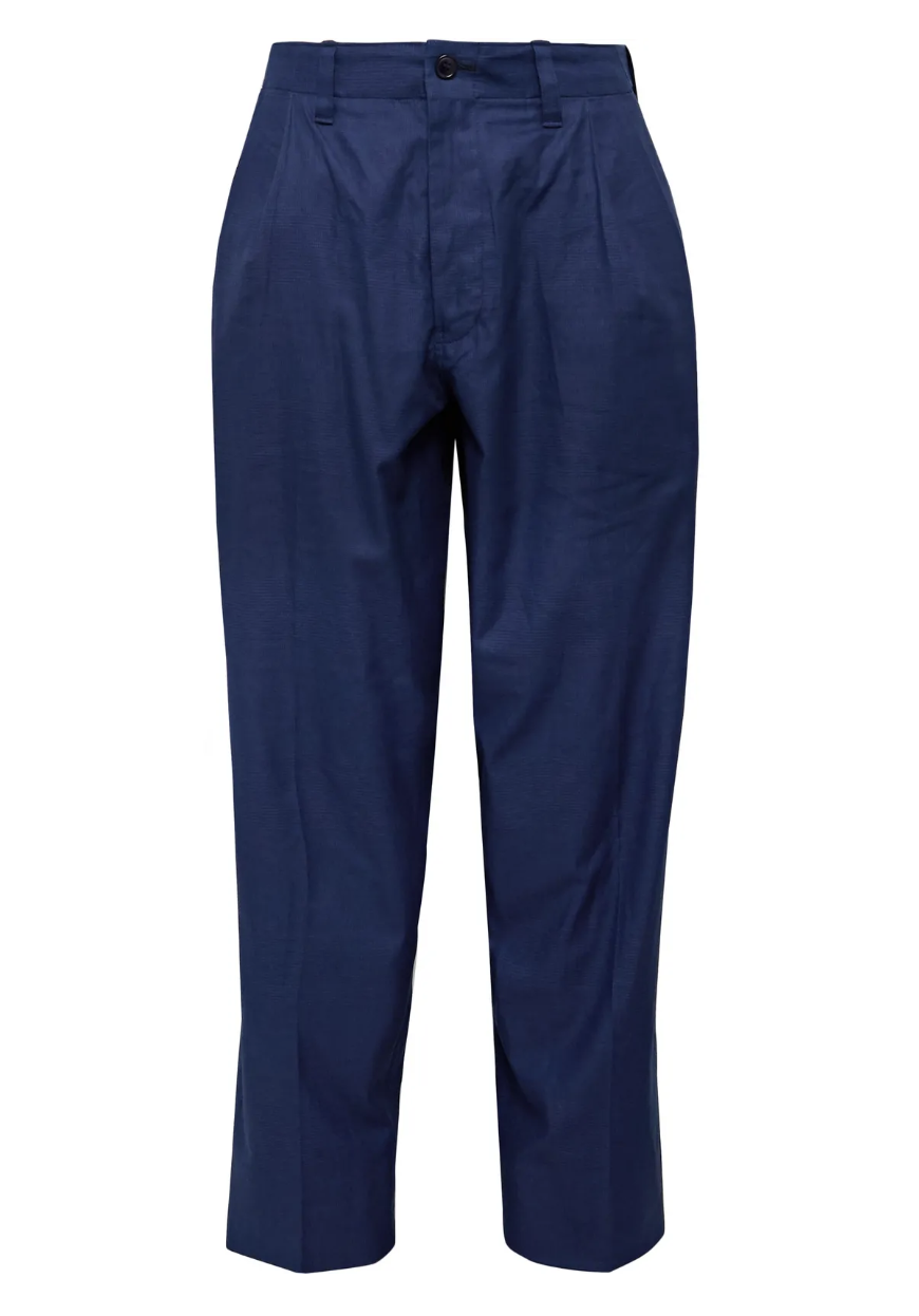 Tapered Pleated Cotton Twill Suit Trousers