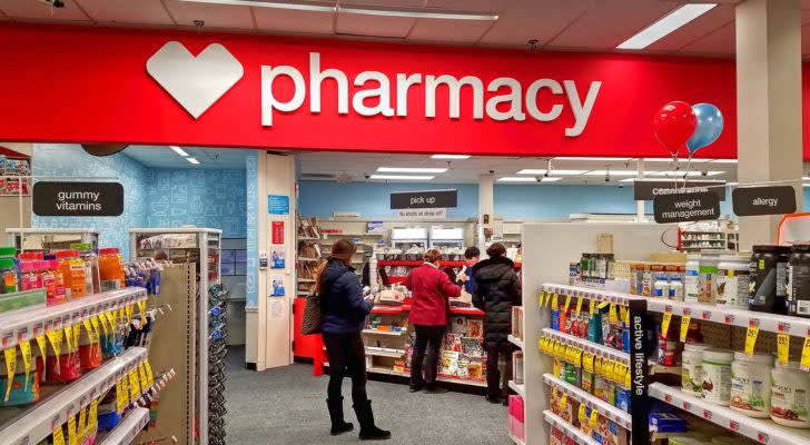 A CVS (CVS) pharmacy counter at a drugstore in Revere, Massachusetts.