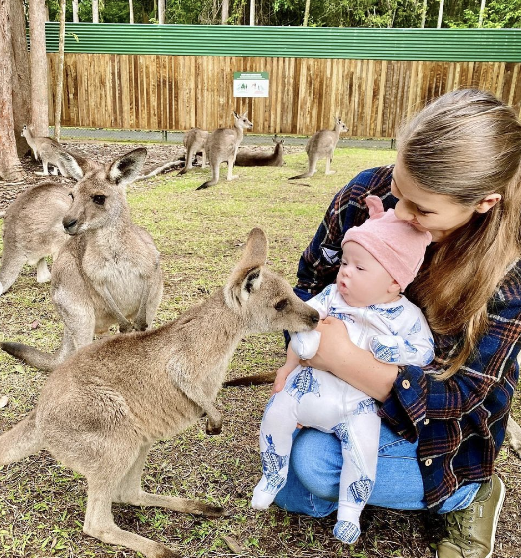 Bindi Irwin poses with her daughter, Grace Warrior. 