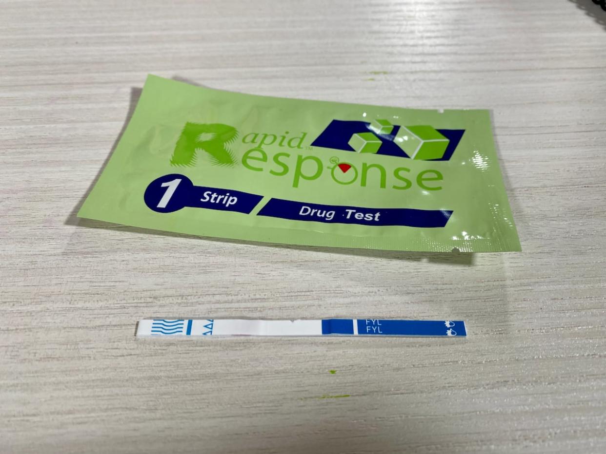 Fentanyl test strips are used to detect the presence of the substance in illicit drugs. The presence of fentanyl circulating in the streets has increased dramatically over the last few years. (Jane Robertson/CBC - image credit)