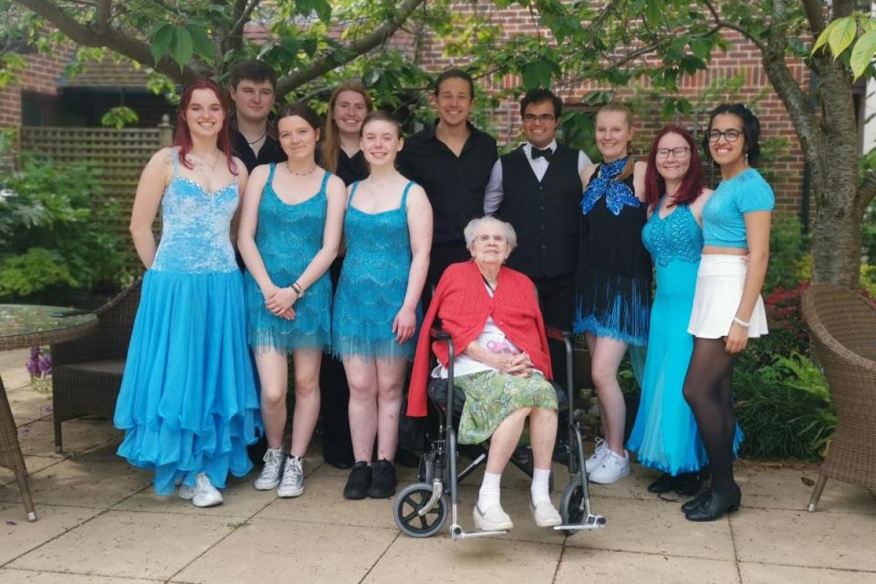 Maureen Miller, 97, was entertained by members of Southampton University&#39;s Ballroom and Latin Dance Society &lt;i&gt;(Image: Colten Care)&lt;/i&gt;