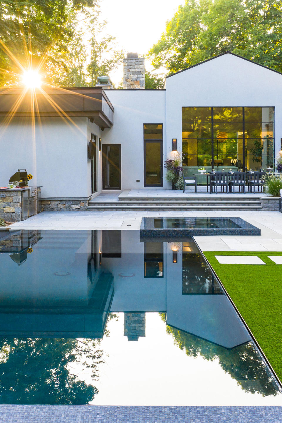 infinity pool in a backyard