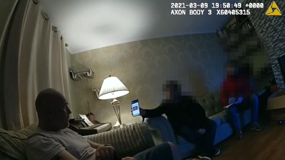 Bodycam footage of Couzens being shown an image of Sarah Everard upon his arrest (PA)