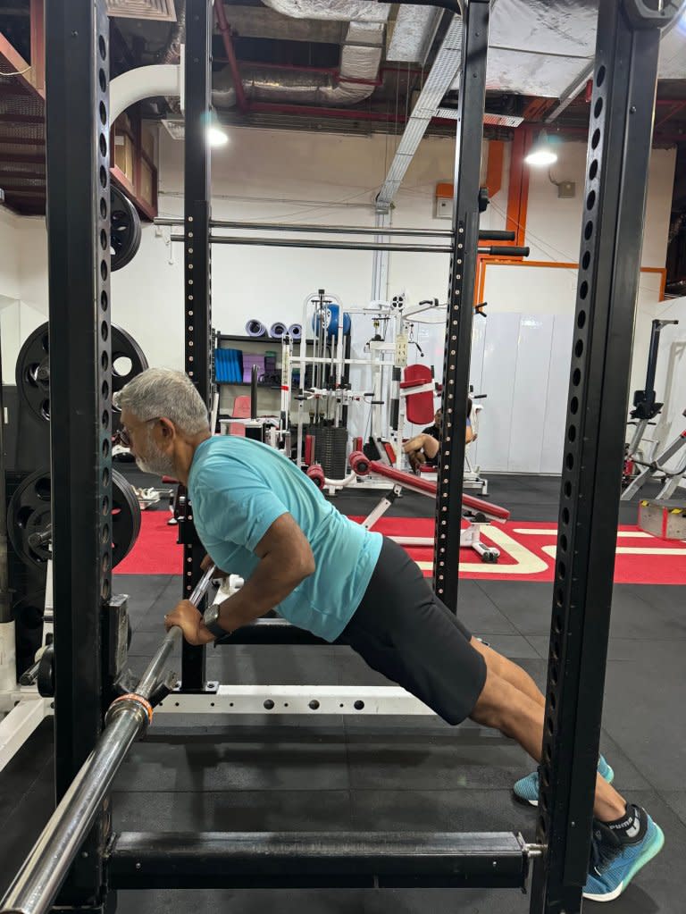 Agarwala embraced participating in strength-training sessions three times a week, walking at least 12,000 steps every day, and pushing a weighted sled to increase muscle mass. Dhruv Agarwala