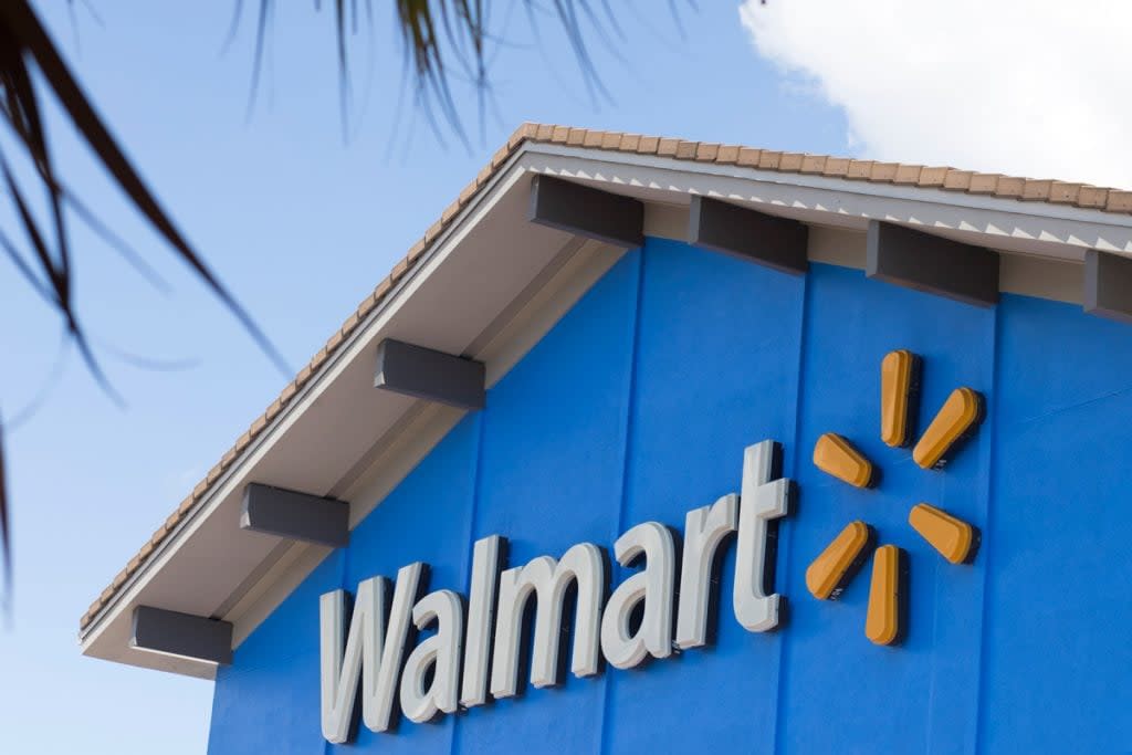 The Walmart sign is shown in this photo.