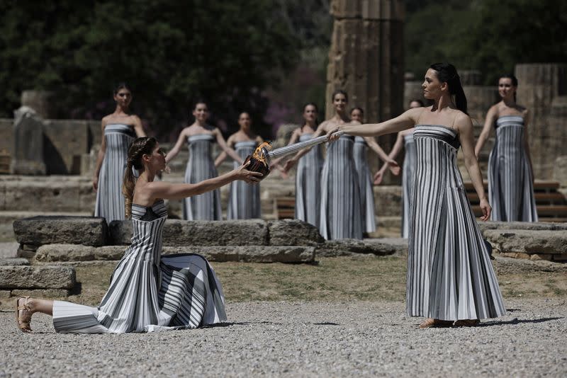 Ensayo de la ceremonia de encendido de la llama olímpica