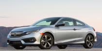 <p>Yep, the Honda Civic Coupe is actually quicker than the Hatchback, <a rel="nofollow noopener" href="http://www.roadandtrack.com/new-cars/news/a32726/new-2017-ford-fiesta-st/" target="_blank" data-ylk="slk:hitting 60 mph in just 6.6 seconds;elm:context_link;itc:0;sec:content-canvas" class="link ">hitting 60 mph in just 6.6 seconds</a>. Credit the Civic Coupe's lighter weight. You can get the Civic Coupe with a manual, but expect slower acceleration than the automatic. Trust us, you won't care because the manual is so much more engaging,</p>