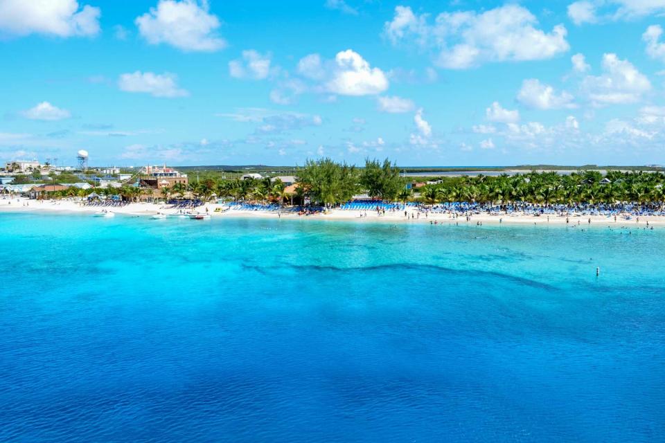 People having fun at the beach aerial view from Grand Turk